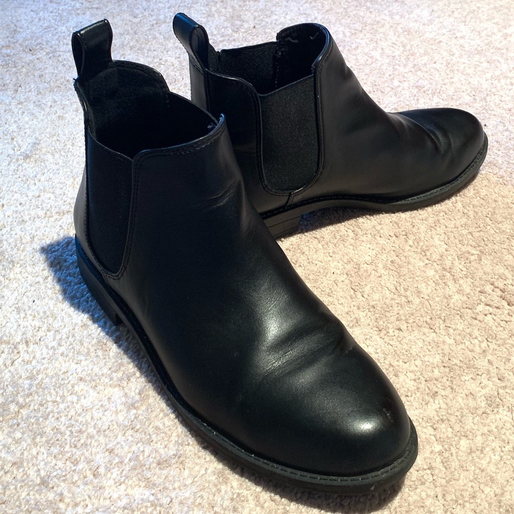 ***SOLD*** Black Faux Leather Ankle Boots